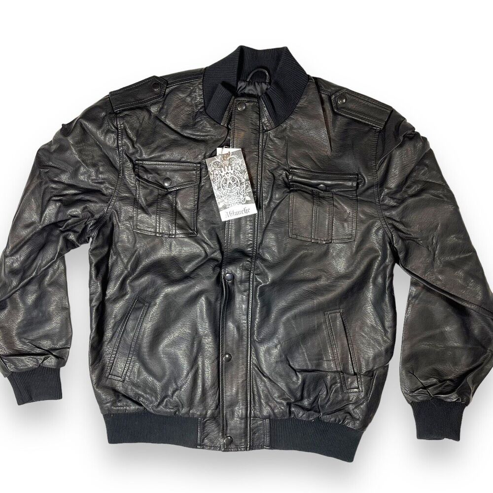 New Old Stock Ablanche Mens Full Zip Sz XL Faux Leather Jacket Vintage